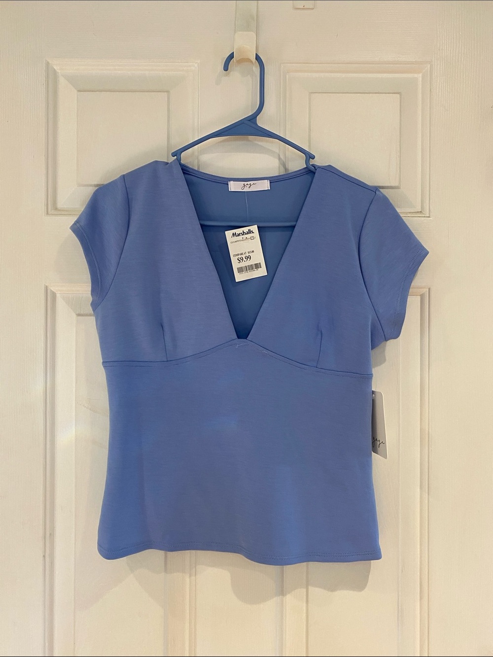 gaze Periwinkle V-Neck Short Sleeve Top